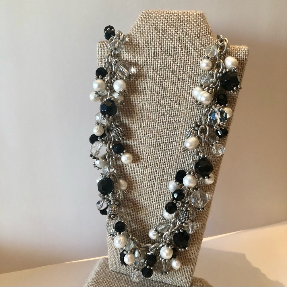 Beaded Silver Link Statement Necklace. Purchased in Japan